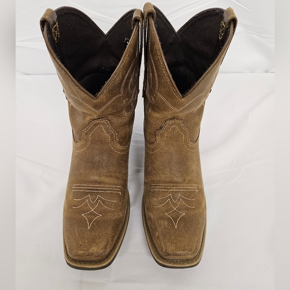 Justin Gypsy Chellie Leather Square Toe Western Cowgirl Boots in Tan Sz 10.5 - Picture 5 of 12